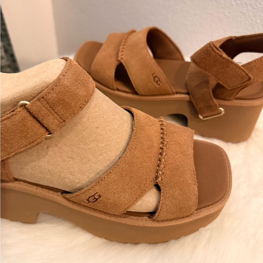 UGG Women's Brown Suede Platform Sandals - Picture 5 of 7